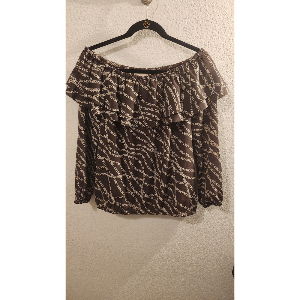 Michael Kors Stadium Chain-Print Ruffle Top. Size‎ medium